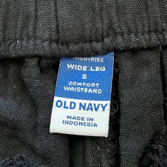 Old Navy Crinkle Gauze High Rise Wide Leg Pull-On Ankle Pants Small Black Cotton - Picture 7 of 12